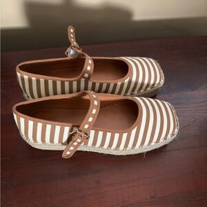 Striped Brown and White Mary Jane platform shoes